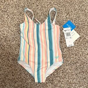 Roxy Kids Colorful Striped One-Piece Swimsuit